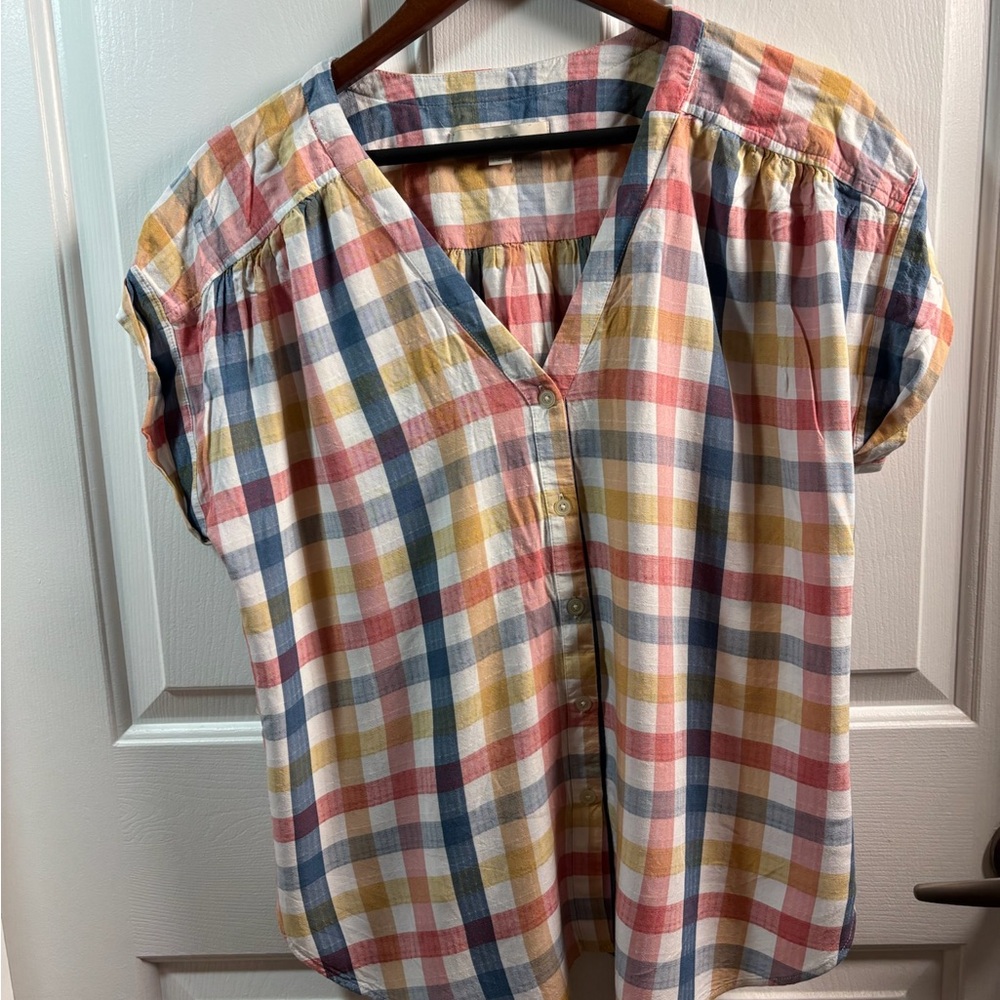 Multicolor Plaid Short Sleeve Shirt